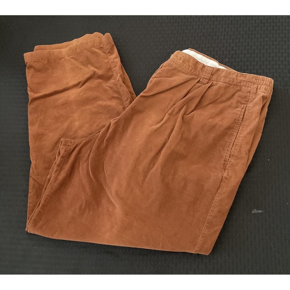 Silhouettes Pants Womens 20 Brown Corduroy Pleated Elastic Waist Pockets Casual